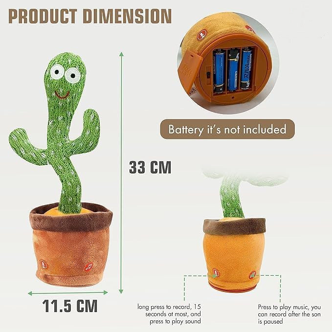 Dancing Talking Cactus Toy - Singing, Mimicking, Recording