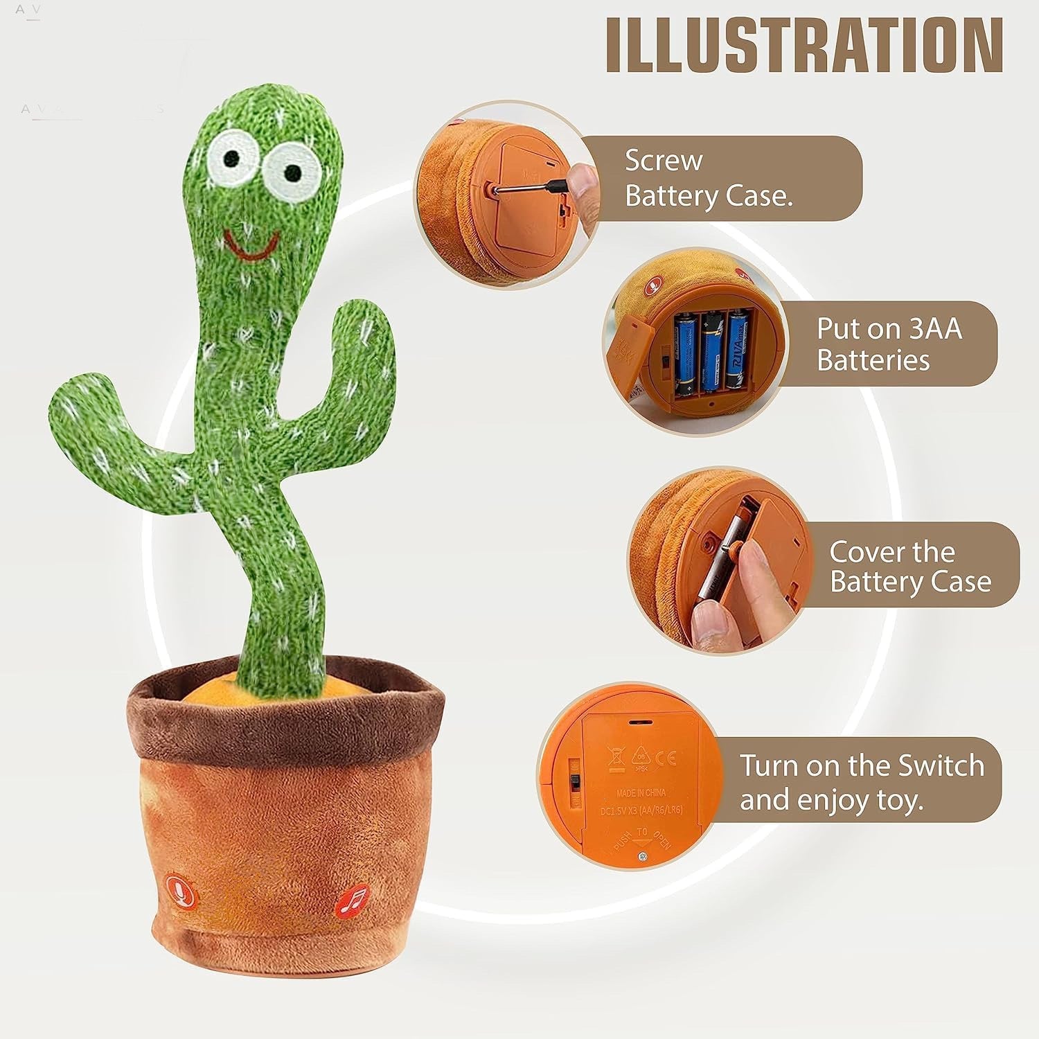 Dancing Talking Cactus Toy - Singing, Mimicking, Recording